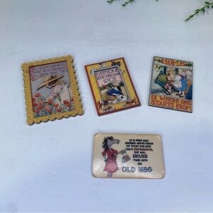 Four Vintage Refrigerator Magnets Mary Engelbreit Sayings Old Nag Horse Humor